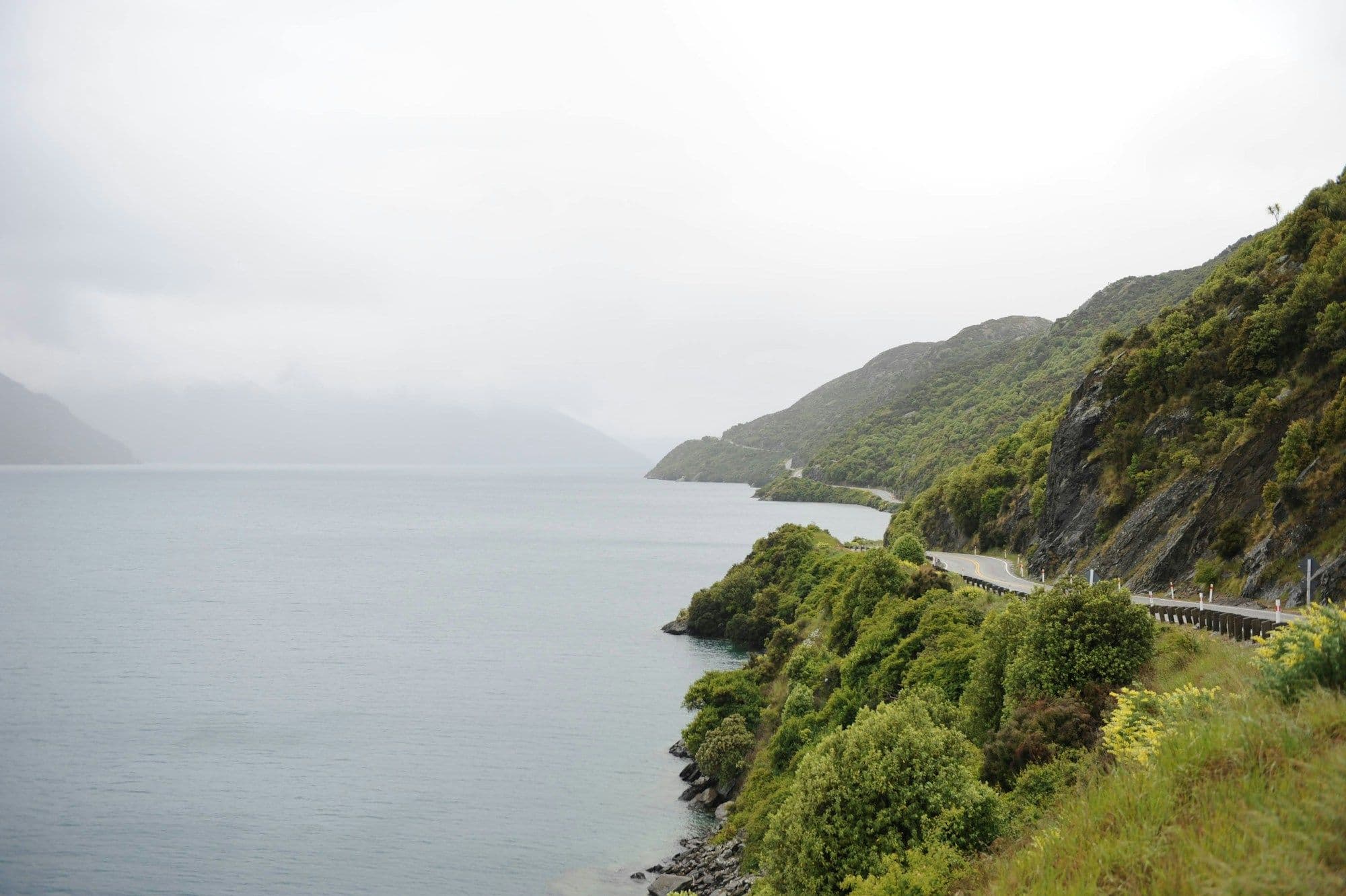 Lake Wakatipu and the road along its shore